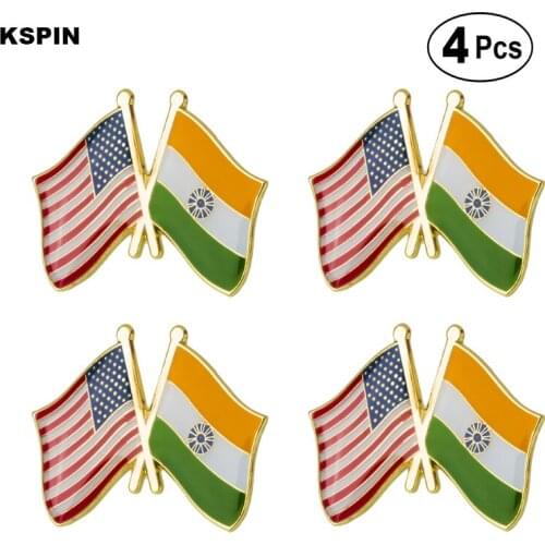 U.S.A India Friendship Flag Pin Lapel Pin Badge Brooch Icons 4pcs