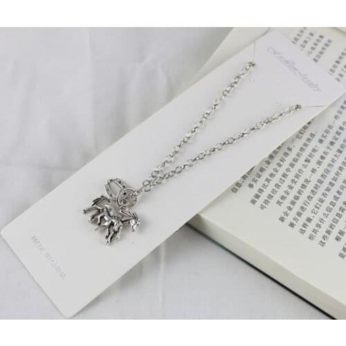 10Pcs Tibetan silver Mom & son Horse Pendant Necklace #20044