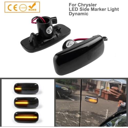 2Pcs Error Free Dynamic LED Side Marker Lights Car Accessories For Chrysler 200 300 Sebring Town Country Amber Turn Signal Lamps