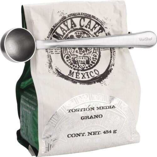 2 in 1 creative Stainless Steel Coffee Spoon, Milk Powder Spoon, Tea Spoon and Sealing Clip