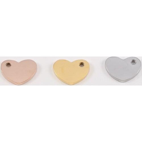 5pcs/Lot Small Heart Charm Mirror Polish Stainless Steel 1.4mm Inner for DIY Jewelry Making 8*10mm