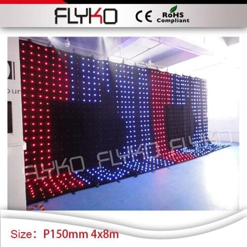 Free shipping dmx controller function led lights video display led vision curtain stage dj booth 4m*8m P15