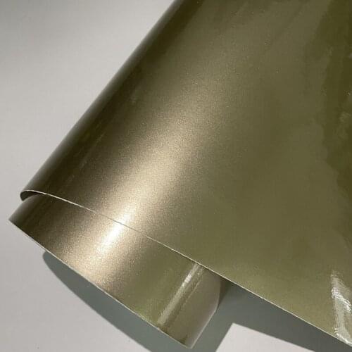 Champagne Gold Glossy Metallic Vinyl Film Car Wrap Foil With Air Bubble DIY Styling Motorbike Scooter Sticker Decal