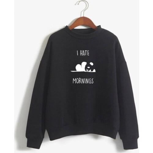 Brand fashion women long sleeve tideway hoodies 2021 hoodies Panda I HATE MORNINGS O-neck sweatshirt female
