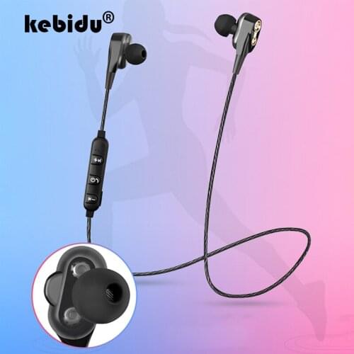 Kebidu Bluetooth 5.0 Earphone Sports Wireless Headphone For Phone IPX5 Dual Driver Headset With Mic Sport Earbuds fone de ouvido
