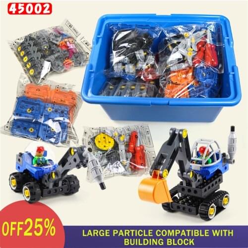 Large Particle Compatible with Building Block 45002 Hundred Change Construction Machinery Building Block Suit for Children