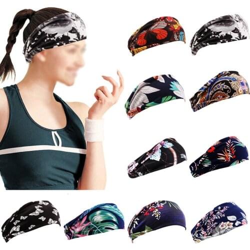 Flower Print Hair Ribbon Bohemia Style Print Hairbands Yoga Headbands Women Elastic Sweatband Turban Head Wrap Wide Sport Turban
