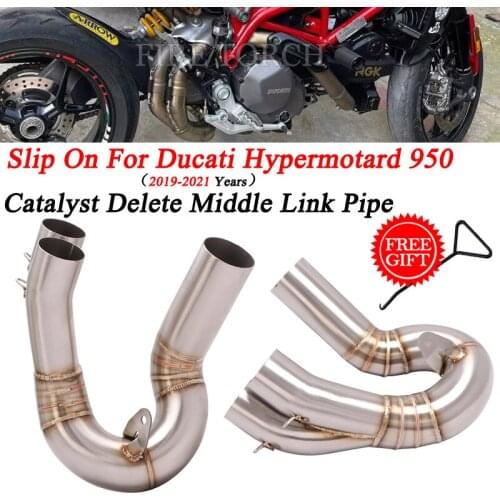 Slip On For Ducati Hypermotard 950 Motorcycle Exhaust Modified Escape Stainless Steel Middle Link Pipe Catalyst Delete Pipe