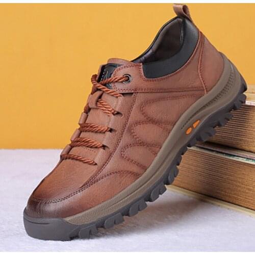 Mens Hiking Shoes PU Leather Wear-resistant Outdoor Hunting Shoes Men Sport Trekking Walking Mens Tactical Sneakers NanX500