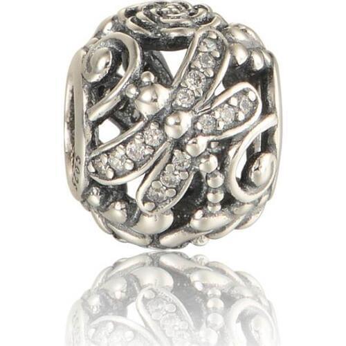 New 925 Sterling Silver Cheap Charms Wholesale Dragonfly Charms With Stone Suitable for Pandora Charm Bracelets & Necklaces