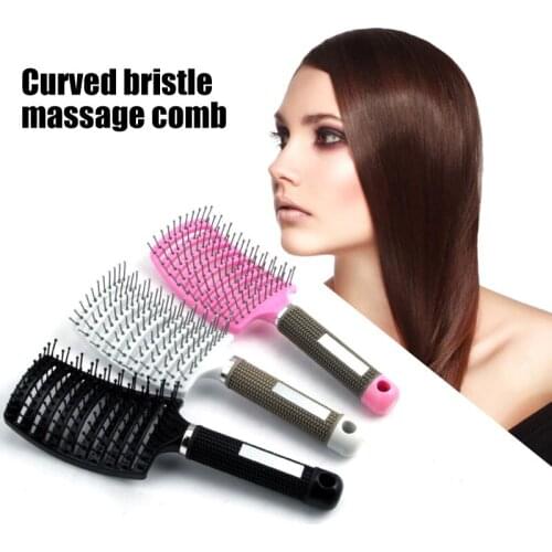 Detangling Nylon Bristle Brush Detangle Hairbrush Women Hair Scalp Massage Comb Brush Bathroom Barber Accessories-VL16
