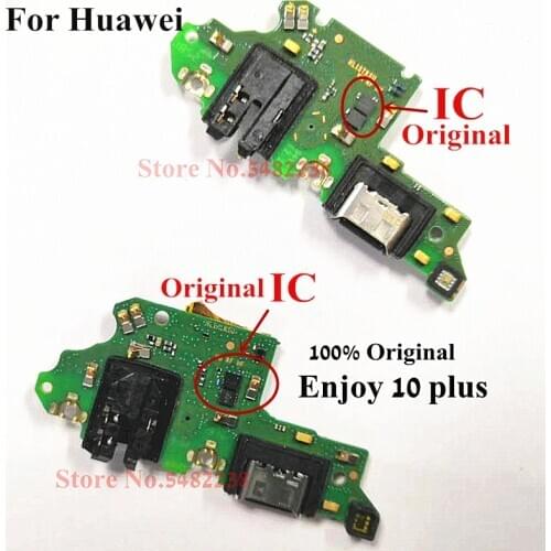 Original USB Charging Dock Port Flex Cable For Huawei Enjoy 10 plus STK-TL00 Charger plug With Earphone Jack MIC connector board