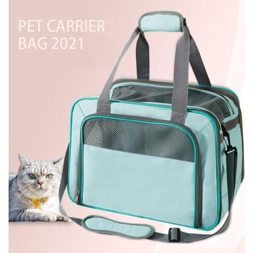Pet Cat Carrier Bag Portable Soft-sided Pet Bag Breathable Dog Carrier Bags Outgoing Travel Breathable Mesh Pets Handbag 2021