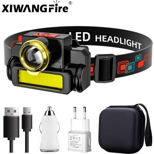 Portable Flashlight Q5+COB Led Headlamp Powerful Built-in 18650 Battery Outdoor Camping Fishing Headlight for Camping Fishing