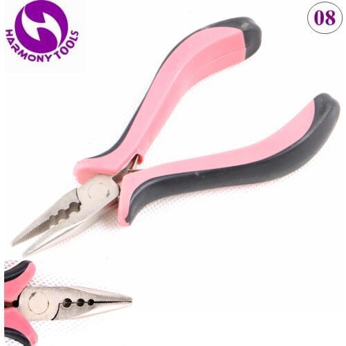 HARMONY 2 Pieces Pink&Black Handle hair extension pliers tools with 3 holes for micro ring beads and copper tubes ( Style 08 )