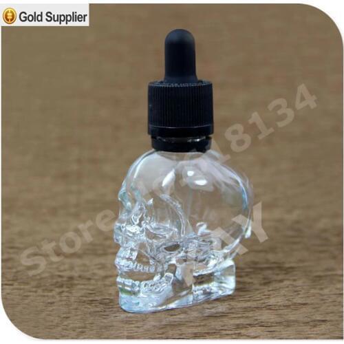 30ml skull shape glass dropper bottle for e-juice, 30ml skull head glass eliquid dropper bottle, 30ml glass skull bottle