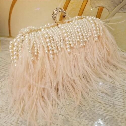 Luxy Moon Ladies Pink Handbag Women Wedding Purse Feather Shoulder Messenger Bag