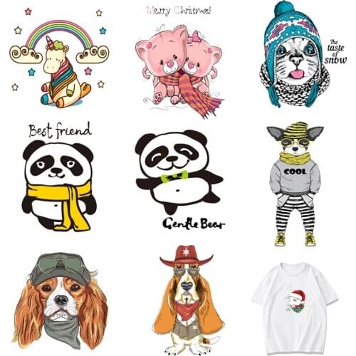 Iron-on Transfers for Clothing Animals Patches for Clothes Thermo Stickers Diy Cartoon Patch Fusible Vinyl Adhesive Stripe Pvc A