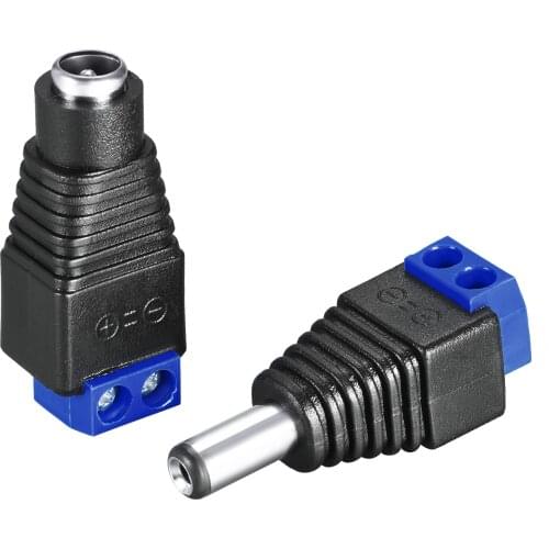 Uxcell 6Pair 5.5x2.1mm DC Power Jack Plug Adapter Connector for LED Strip CCTV Camera Cable Wire Ends,Blue