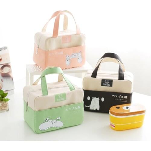 Japanese and Korean cartoon Lunch Bag Canvas thickened thermal insulation aluminum film portable heat preservation bag with rice