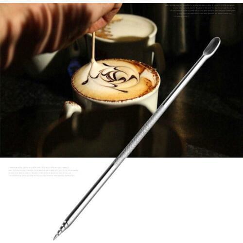 1pc Stainless Steel Creative Cappuccino Espresso Coffee Art Needle Latte Decorating Art Pen Tamper Fancy Coffee Stick Tools