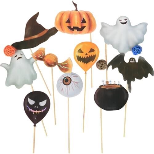 10Pcs/Set Horror Halloween Photo Photo Pumpkin Ghost Spider Props Carnival Party Decoration Games Photo Equipment HW58