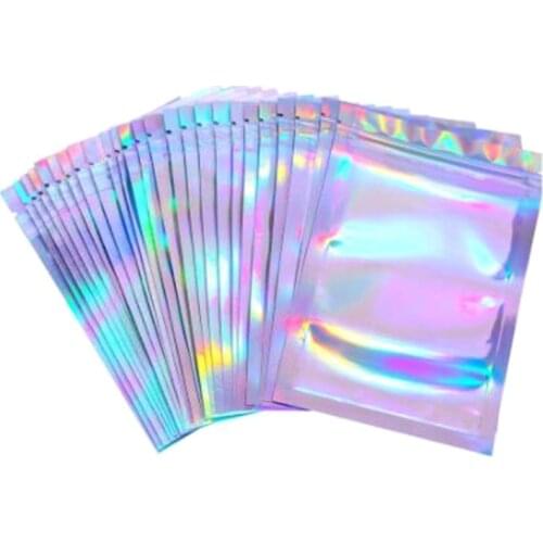 100pcs Translucent Zip Lock Bags Holographic Storage Bag Xmas Gift Packaging Socks Sexy Lingerie Glove Cosmetics Pouch