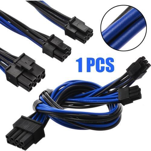 18AWG Power Supply Adapter Cord Splitter Cable Dual Mini 6 Pin Male To 8 Pin PCI-e Y For Mac Pro Graphics Video Card 30CM