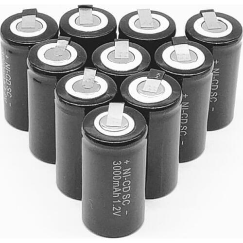 30PCS High quality battery, rechargeable battery, SC 1.2 v battery with 3000 mah tab for electric tools