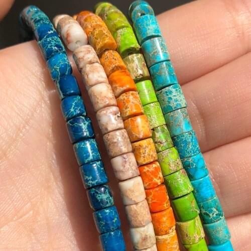 4*4mm Natural Sediment Jaspers Stone Beads Tube Column Shape Loose Spacer Beads for DIY Jewelry Making Bracelet Accessories