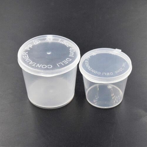 50 Pcs / Lot Small Clear Disposable Plastic Sauce Cups Food Storage Containers Transparent Packaging Boxes + Lids