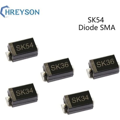 50Pcs SMD Schottky Diode SK36 SK54 SK310 SK34 2A 20V 30V 40V 50V 60V 80V 100V DO-214AC SMA