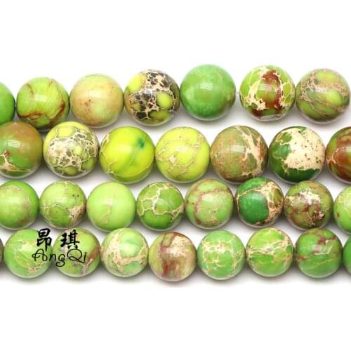 AAA+ Natural Green Sea Sediment Turquoises Imperial Jaspers Stone Loose Beads For Jewelry Making DIY Bracelet 4/6/8/10/12mm 15
