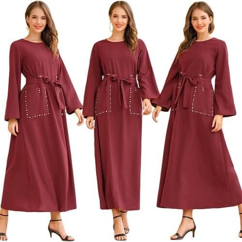 Abaya Dubai Kaftan Turkish Maxi Dress Muslim Women Jilbab Rhinestone Party Gown Ramadan Islamic Clothing Turkish Caftan Robe New