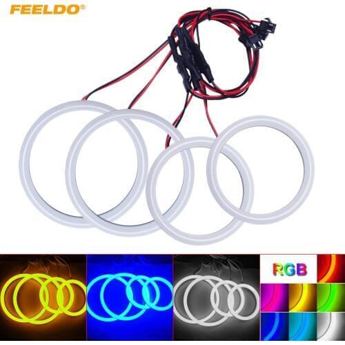 FEELDO 2X100mm 2X80mm Car Xenon Cotton Angel Eyes Halo Ring Light For Hyundai Tiburon/Sonata/i30 Headlight DRL #HQ3244