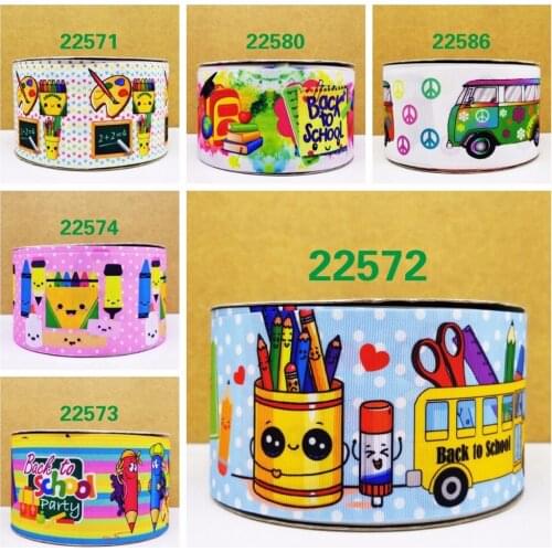 Free shipping 50 yard per size back to school ribbon printed grosgrain ribbon 22586