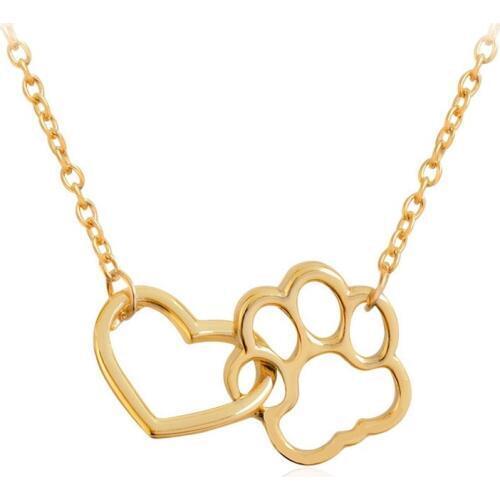 Love Heart Alloy Pug Dog Claw Necklace Bulldog Animal Pendant Dog Lover Gifts Necklace Jewelry Accessories