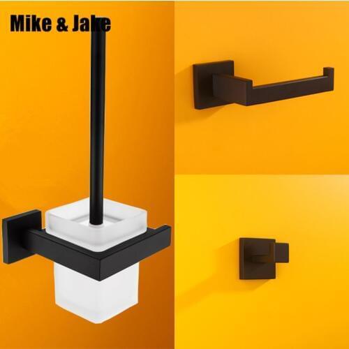 Black bathroom brush holder shelf paper holder black cloth hook bathroom black corner shelf bathroom accessory kit