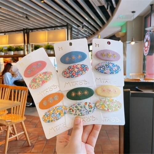 Korea Style New Design Childrens Hair Accessories Cute Flower Hair Clips Set Baby Girl Hairpin Kids Bangs Side Hair Barrette