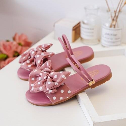 Children Sandals Summer Kids Slippers Sweet Baby Beach Shoes with Bow Soft Bottom Princess Shoes Casual Sandals STQ049