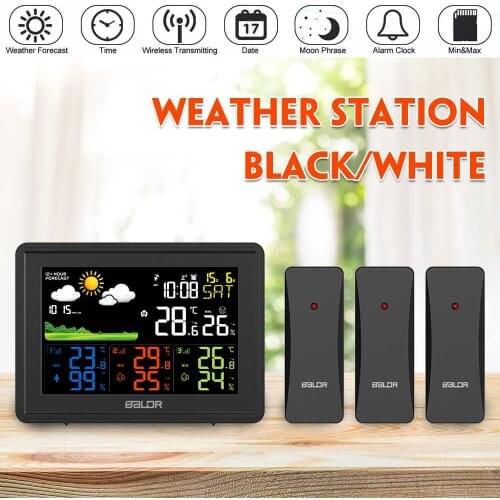 Home Wireless Waether Station Temperature Sensor Digital Thermometer Hygrometer Moonphase Alarm Clock Color Barometer Forecast