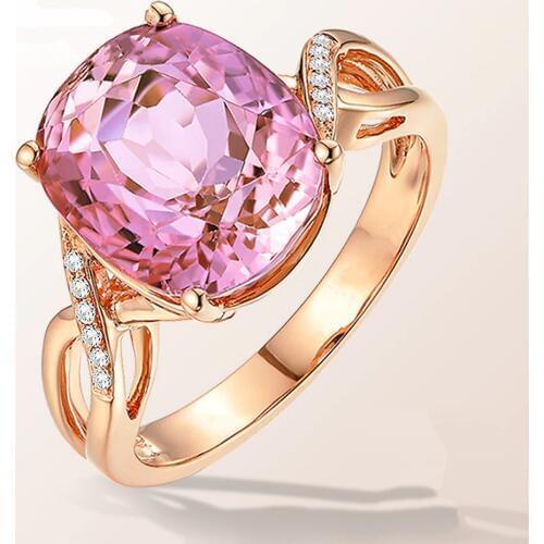 Hainon Luxury Wedding Engagement Ring with Pink Austrian Cubic Zircon New Fashion Rose gold color Ladies Finger Ring Jewelry