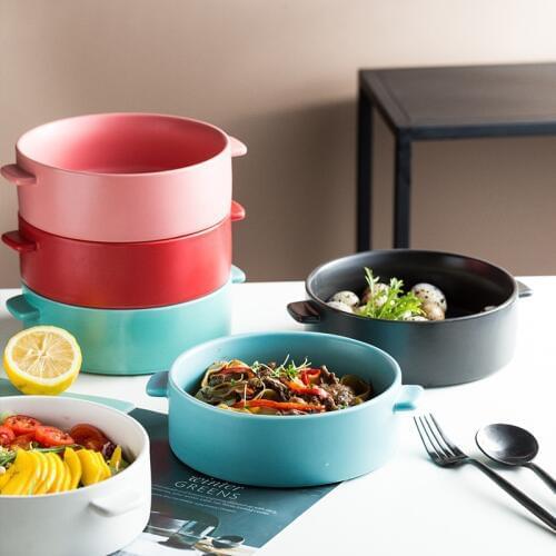 Soup Bowl Ramen Bowl Ceramic Noodle Bowl Salad Bowl Snack Bowl Fruit Dessert Bowl With Handgrip 7 Inches