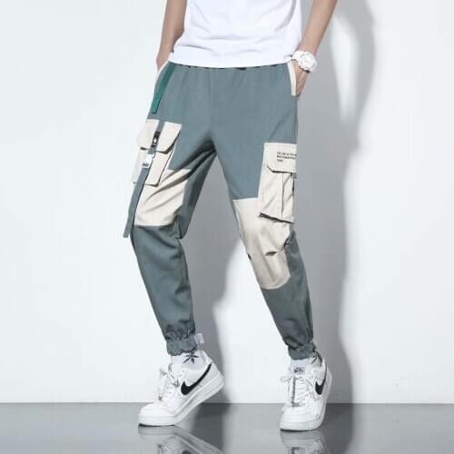 2021 Men Cargo Pants Streetwear Joggers Harem Hip hop Pants Elastic waist Loose Baggy Ankle length Trousers Korean Style 5XL
