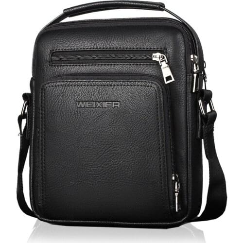 Weysfor Men Leather Handbags Male High Quality Cowhide Leather Messenger Bags Mens Ipad Business Bag Middle Size Briefcase Tote