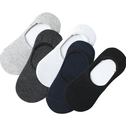 2 Pairs New Cotton Men Invisible Socks Men Socks Silicone Anti - skid Pure Color Fashion Unisex Women Men Cotton Short Socks