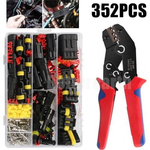 352Pcs 1/2/3/4 Pin Car Electrical Wire Connector Plug Automotive Waterproof Motocycle Truck Harness Male Female crimping pliers