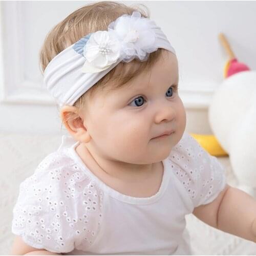 Baby Headband Flower Infnat Wide Turban Soft Toddler Nylon Headwrap Candy Color Kids Traceless Hair Accessories Princess