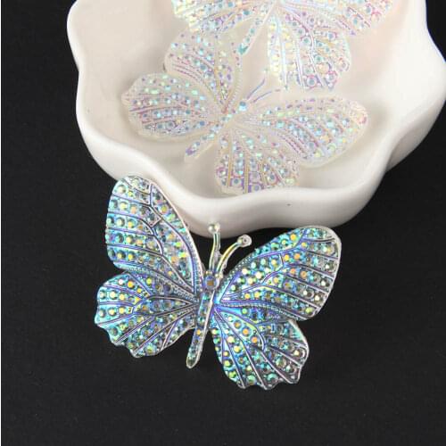 BOLIAO 5Pcs 33mm*43mm Transparent Big Butterfly Shape Resin Flat Back Glue on Bags/Wedding Dress Decoration Craft DIY R264