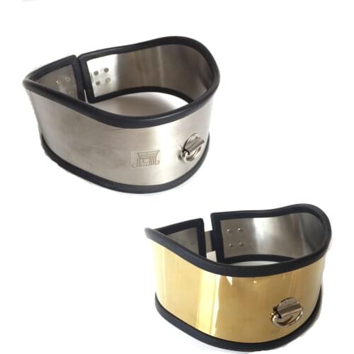 Stainless Steel Adjustable Necklet Collar Metal Restraint Posture Neck Ring Adult Bondage BDSM Product Sex Toys for Male Female